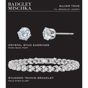 Badgley Mischka Tennis Bracelet and Matching Stud Earrings